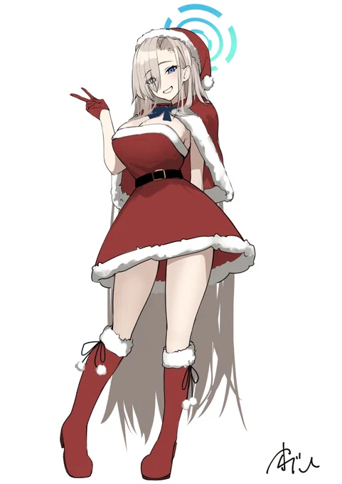 アスナサンタ描いてみた。おっきいのに腰ほっそいの、ほんとずるいと思います#ブルアカ 