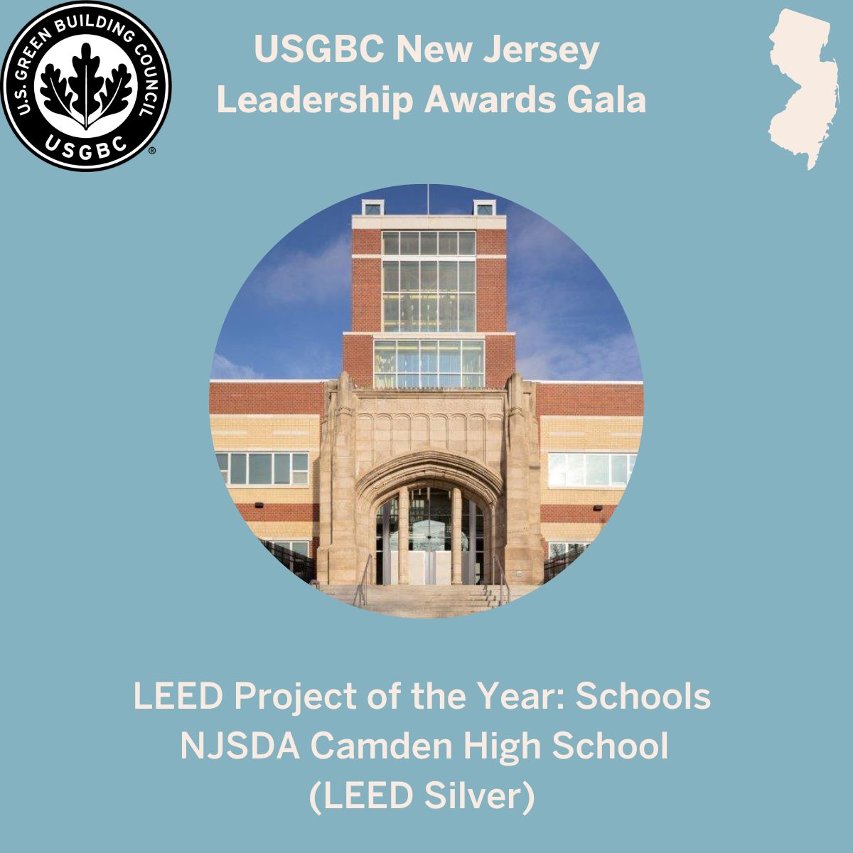 LSGoodfriend's tweet photo. The @USGBCNJ has awarded the NJSDA Camden HS project their School Project of the year. LSG&amp;A is proud to have provided acoustical design services for this beautiful school! Congrats to @ErnestBock and @DIGroupArch and the rest of the D/B team on the award. @CamdenSchoolsNJ https://t.co/Dp3ghZ35FE