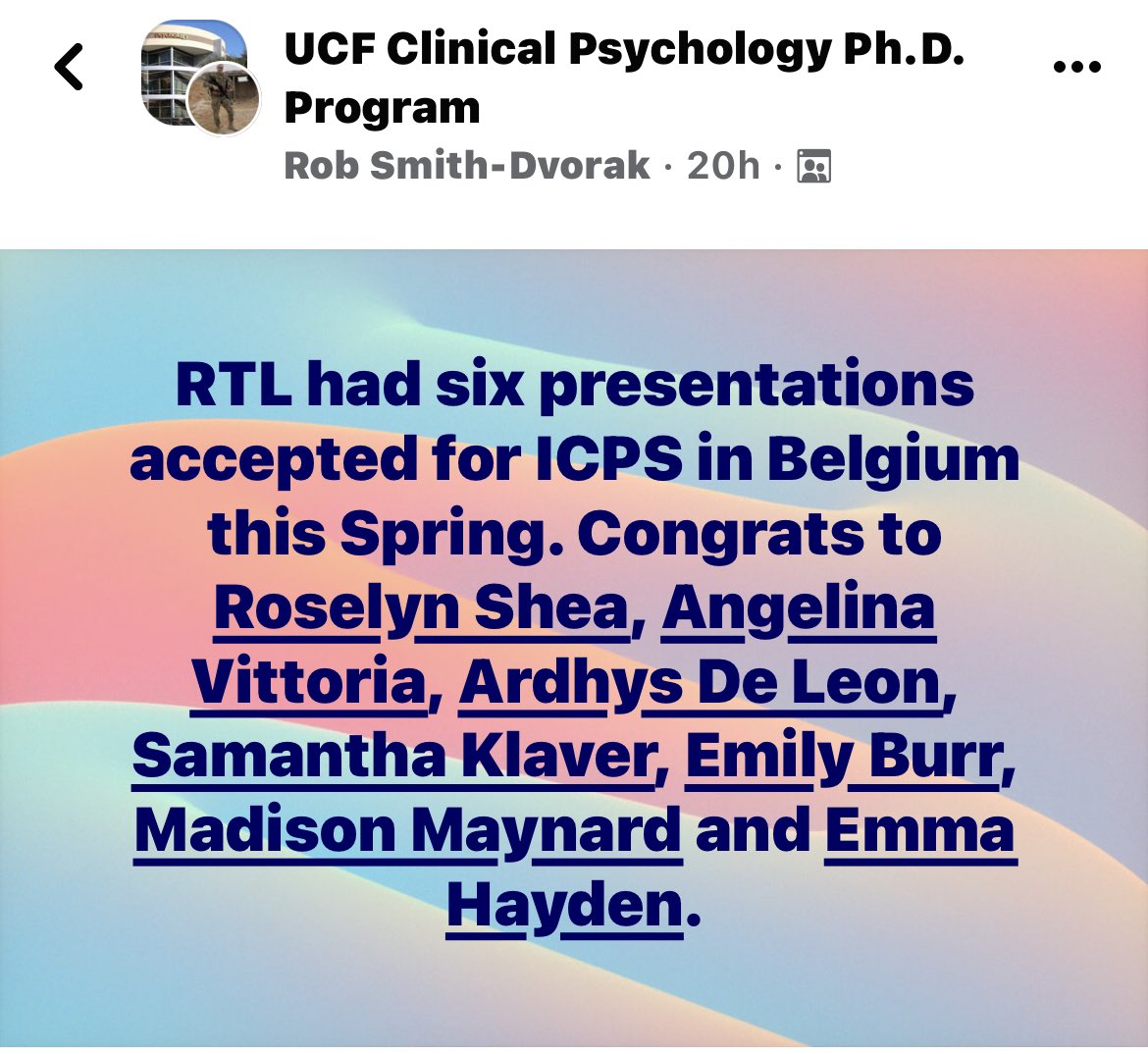 RosePetersonPhD's tweet photo. Looking forward to the International Convention of Psychological Science #ICPS in Brussels in March!

@DeArdhys @samanthajklaver @AngelinaVLeary @EmmaRHayden7 @EmilyKBurr1 and others!! #AcademicTwitter #AcademicChatter 

Re-posting from the currently twitterless Dr. Rob Dvorak. https://t.co/adI3ScPwGI