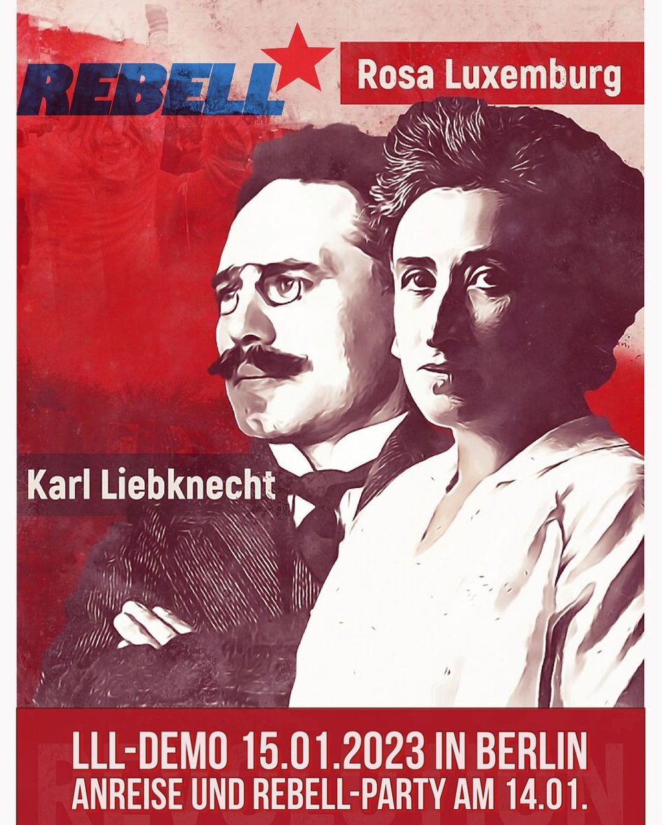 redpartisan0's tweet photo. Kommt zum Lenin-Liebknecht-Luxemburg-Wochenende nach Berlin!

Aktiver Widerstand gegen einen Dritten #Weltkrieg!

Heraus zur größten Manifestation für den #Sozialismus in Europa!

Mehr Infos: https://t.co/q6Thaeus6l https://t.co/HWiUyJ9a0W