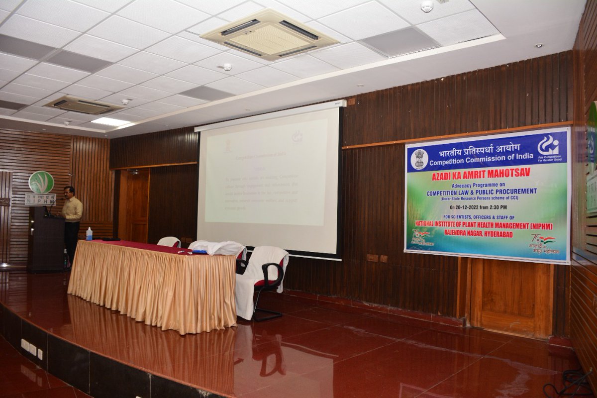CCI_India's tweet photo. CCI advocacy programme was conducted by State Resource Person of Telangana, Shri Prasanna Kumar, for the Scientists, Officers and Staff of National Institute for Plant Health Management (NIPHM) in Hyderabad, Telangana on 20.12.2022.
#CCIAdvocacy #advocacy #SRP #NIPHM #CCI https://t.co/TXKJkvAOEy