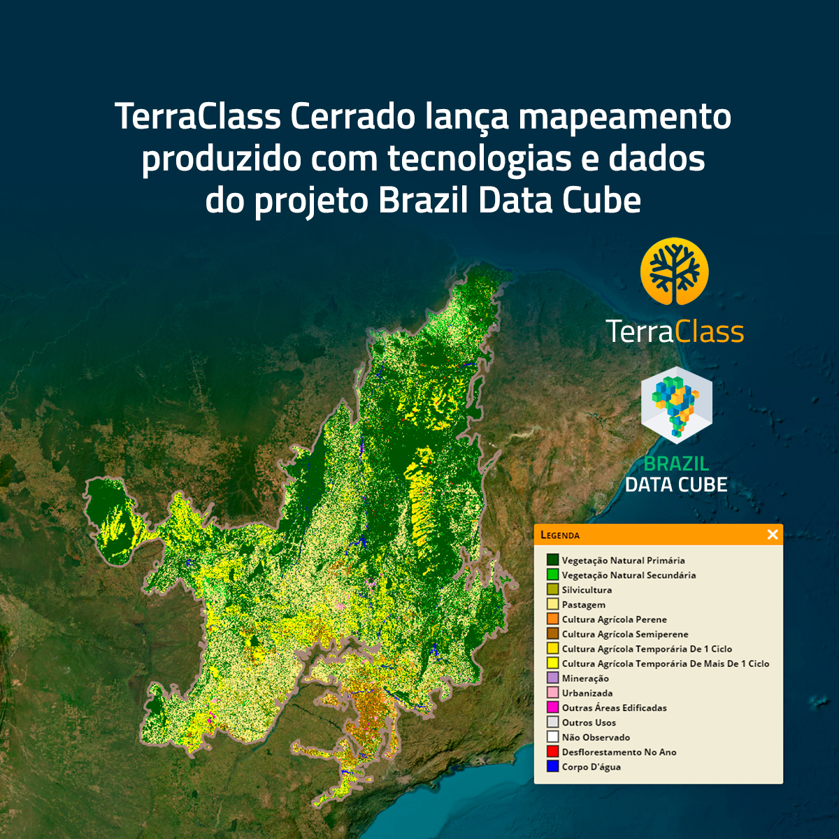 BrazilDataCube's tweet image. TerraClass Cerrado lança mapeamento produzido com tecnologias e dados do projeto BDC, usando análise de séries temporais de grandes volumes de cubos de dados de imagens Sentinel-2 e inteligência artificial.
brazildatacube.org/terraclass-cer…
#brazildatacube #TerraClass #TerraClassCerrado