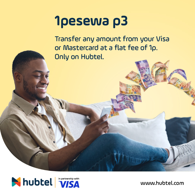 hubtel's tweet photo. 1pesewa transaction fee is all you pay for any amount you send from your Visa or MasterCard. Only on Hubtel. Send that money to your loved one today.
