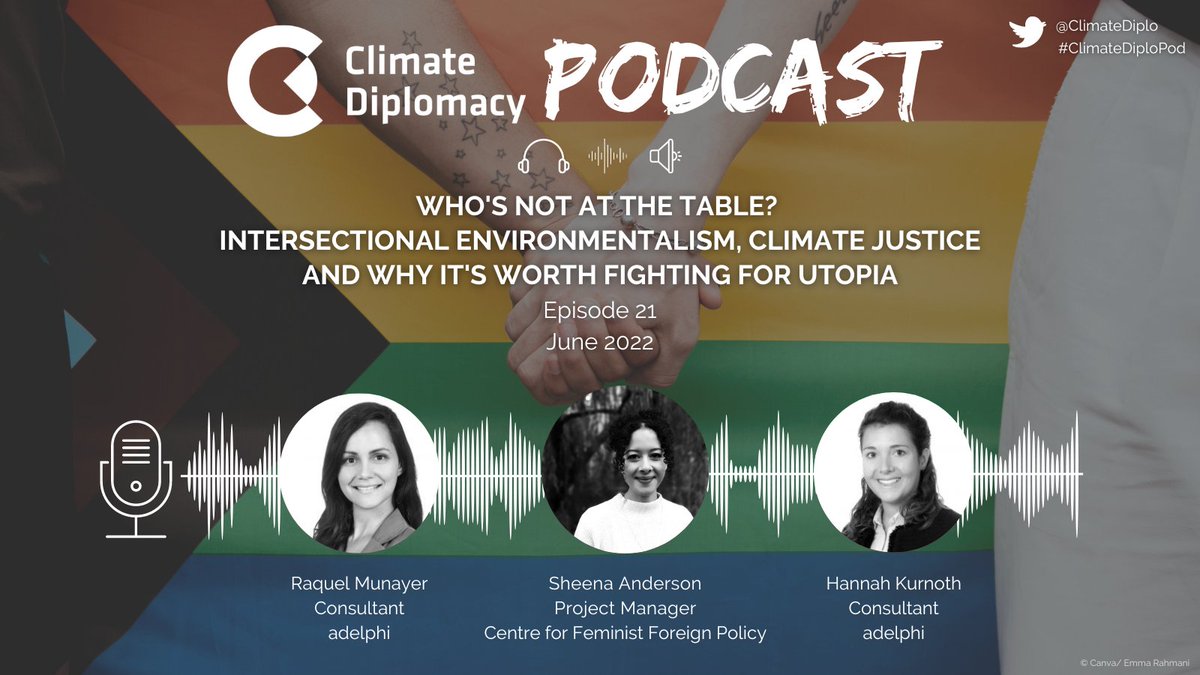 ClimateDiplo's tweet photo. 🥈"There cannot be peace without intersectional feminism." ♀️

In our 2nd most listened to #ClimateDiploPod, @aanderson_sh talks about:
🔸Feminist foreign policy
🔸Intersectional environmentalism
🔸Climate justice
🔸Why it's worth fighting for Utopia

🎙️https://t.co/LwYlM9PR6G https://t.co/jG4HO34a6S