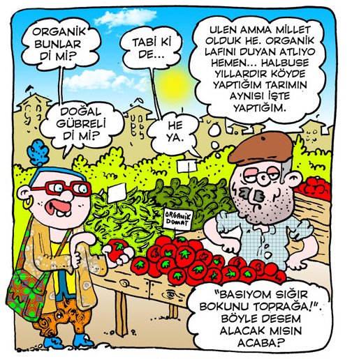 hardalistdergi's tweet image. 💬 Organik bunlar di mi? 💬 Tabi ki de... 💭Ulen amma millet olduk he. Organik lafını duyan atlıyo hemen... "Basıyom Sığır Bokunu Toprağa!" böyle desem alacak mısın acaba?
 hardalist.net/organik-bunlar…

#hardalist #MizahDergisi #Enflasyon #OrganikTarım #karikatür
