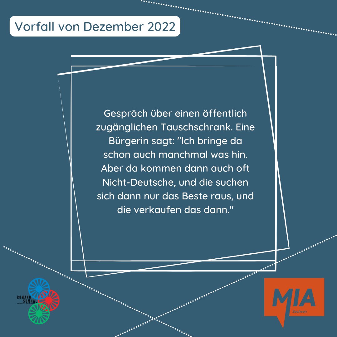 MIA Sachsen veröffentlicht von nun an regelmäßig Beispiele von Vorfällen von #Antiziganismus #Antiromaismus Dies ist der erste und letzte dieses Jahr. Wir wünschen euch allen schöne Feiertage!