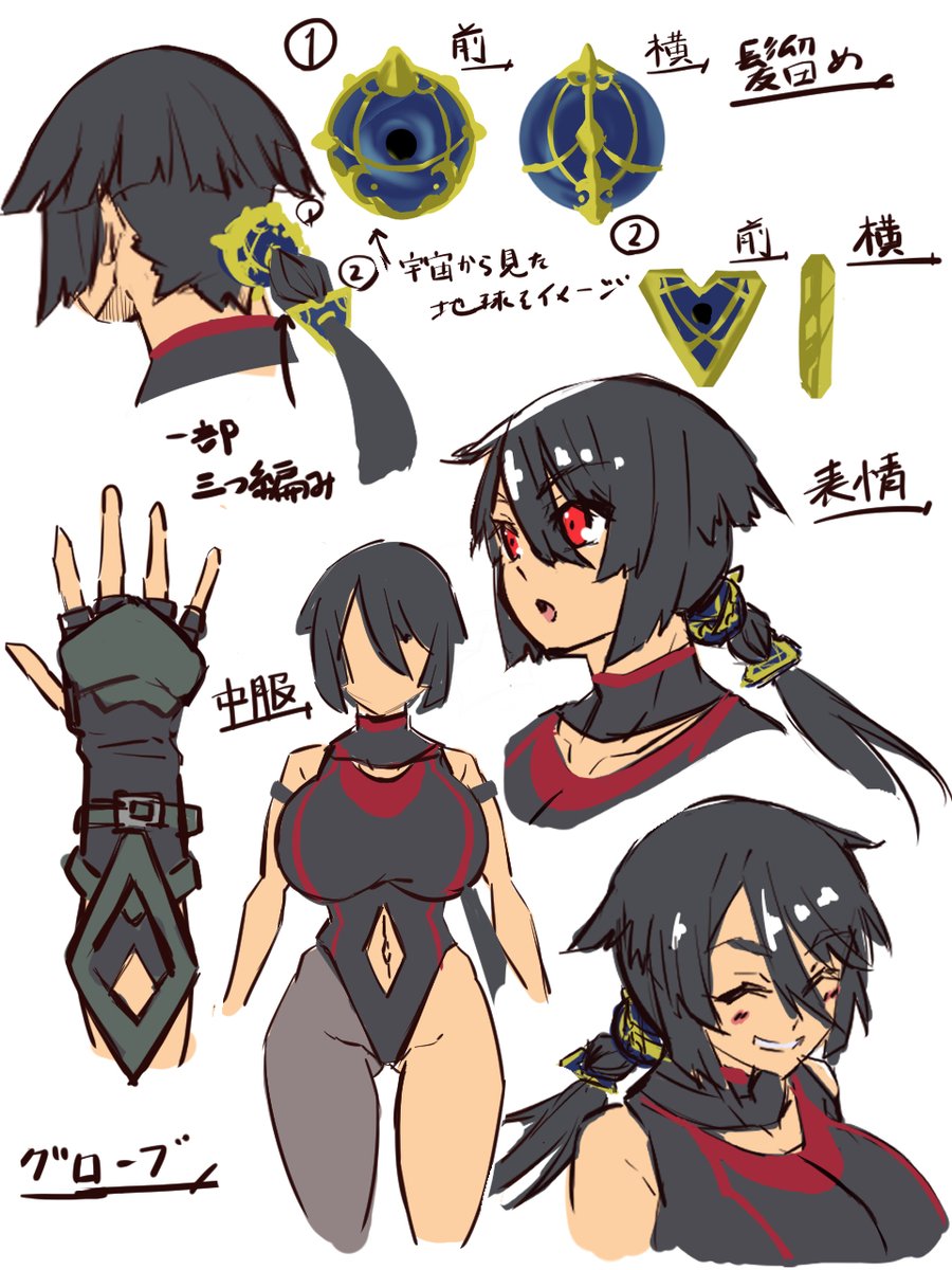 ヒガナ(ポケモンoras)大人化ラフ。 まだまだデザイン考え中。 髪型は