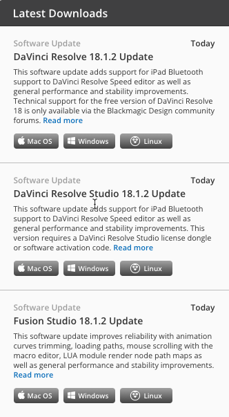 depiqd's tweet photo. It appears that 18.1.2 has been released! Nice! #DaVinciResolve #davinciresolveupdate https://t.co/KJXSM4whjC