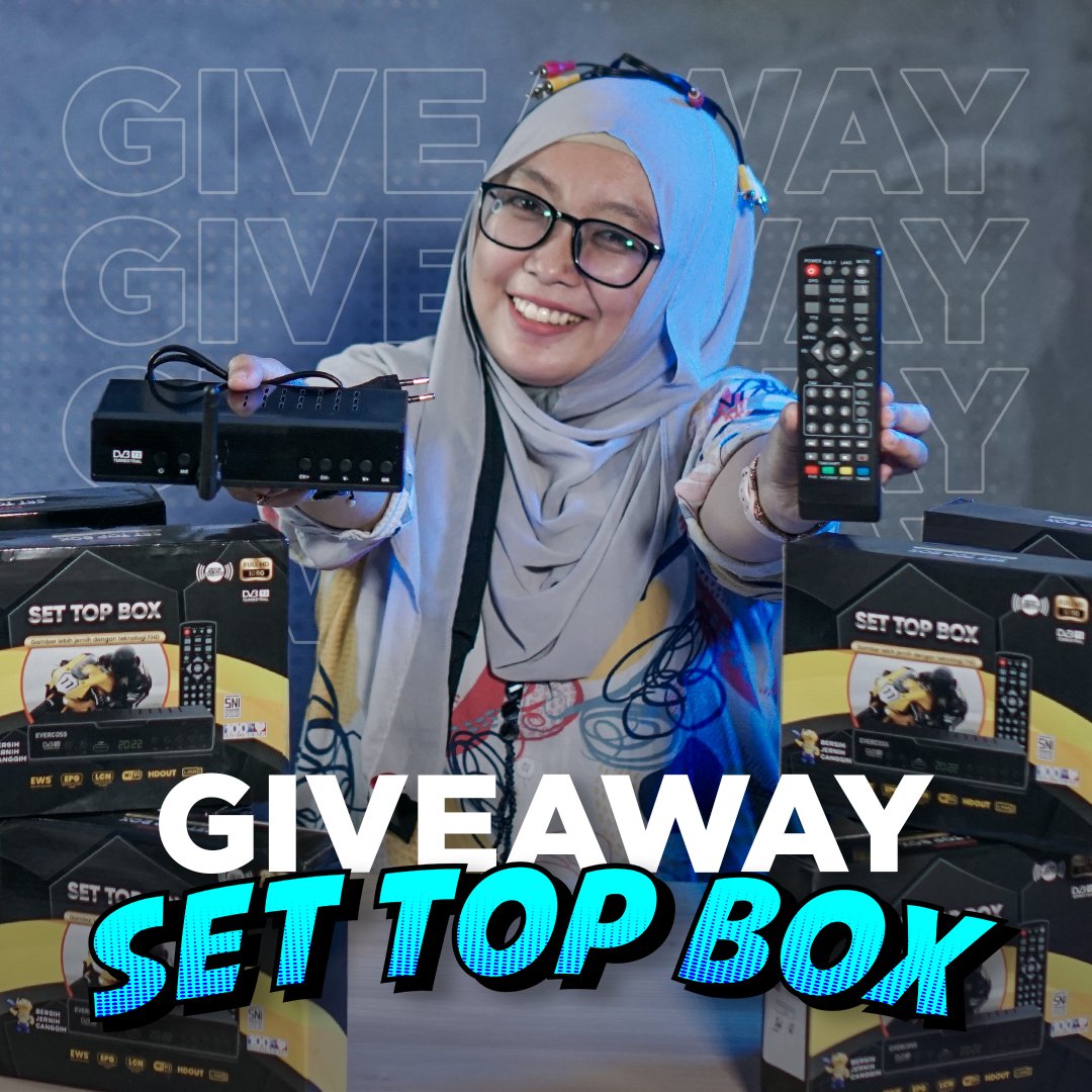Set Top Box Gratis buat Kamu!

Halo Muspeners!
Ikuti giveaway spesial ini, caranya:
1. Tonton video Tutorial Pasang Set Top Box di YouTube: Museum Penerangan;
2. Hitung berapa kali Epen/Host mengusap mukanya;
3. Tuliskan jawaban di kolom komentar;
(Lanjut>>)