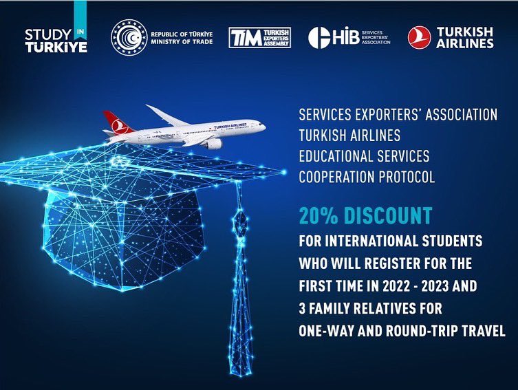 isuintoffice's tweet photo. We present the cooperation outcomes between Turkish Airlines and Services Exporters' Association to the attention of our international students. For detailed information you can visit https://t.co/AsEJmvikjN ✈️🌎 https://t.co/FB1PqP2eG7