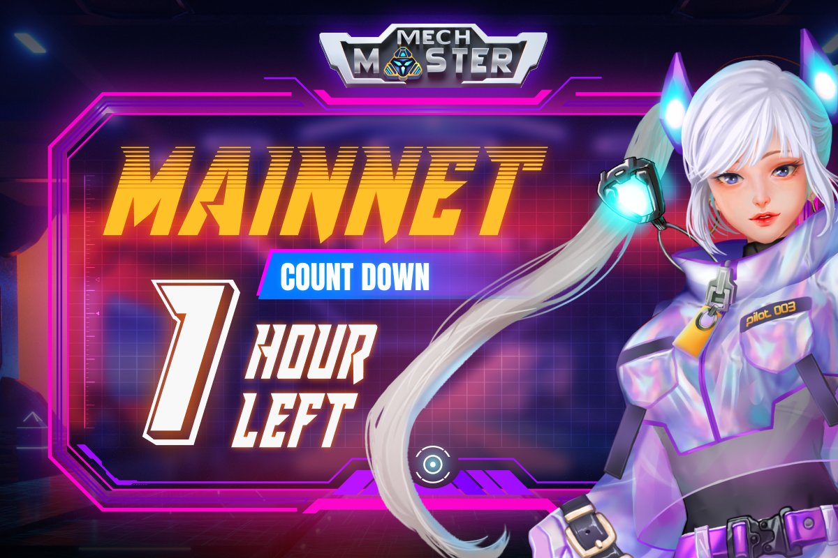 1️⃣ HOURS LEFT TO MECH MASTER MAINNET 💥

🛑🛑 We are almost READY, Mech Master Mainnet will be out in just 2 HOURS‼️

Feeling pumped up for the mainnet release?

🔔 Save the date: December 22, 2022, at 13:00 UTC.

$MECH #NFT #GameFi
