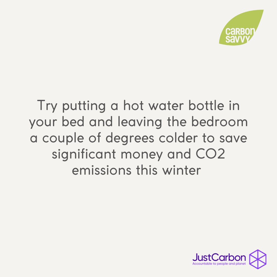 #Holiday #Countdown #ClimateAction 22/ Enjoy a cosy #HotWaterBottle Try putting a hot water bottle in your bed & leaving the bedroom a couple of degrees colder to #save significant #money + #CO2 #emissions this winter #KeepWarm > carbonsavvy.uk/keeping-warm carbonsavvy.uk/xmas-gifts