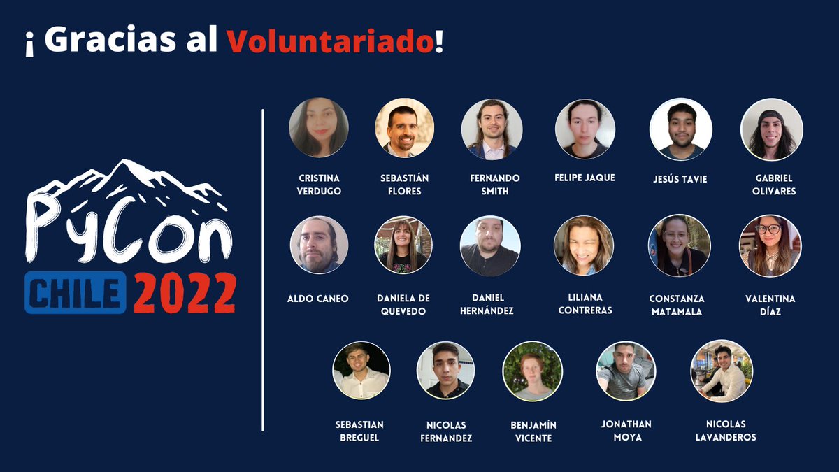 pythonchiledev's tweet photo. 📢Voluntariado
Estamos sumamente agradecidos de poder contar con el apoyo de las manos colaboradoras que estuvieron de manera presencial en el evento de Santiago para la #PyConChile22🎉🐍🇨🇱
¡Gracias por el todo el apoyo brindado en la coordinación y logística!😊🙌
#pyconcl
+1 https://t.co/8GGr5O3HmP