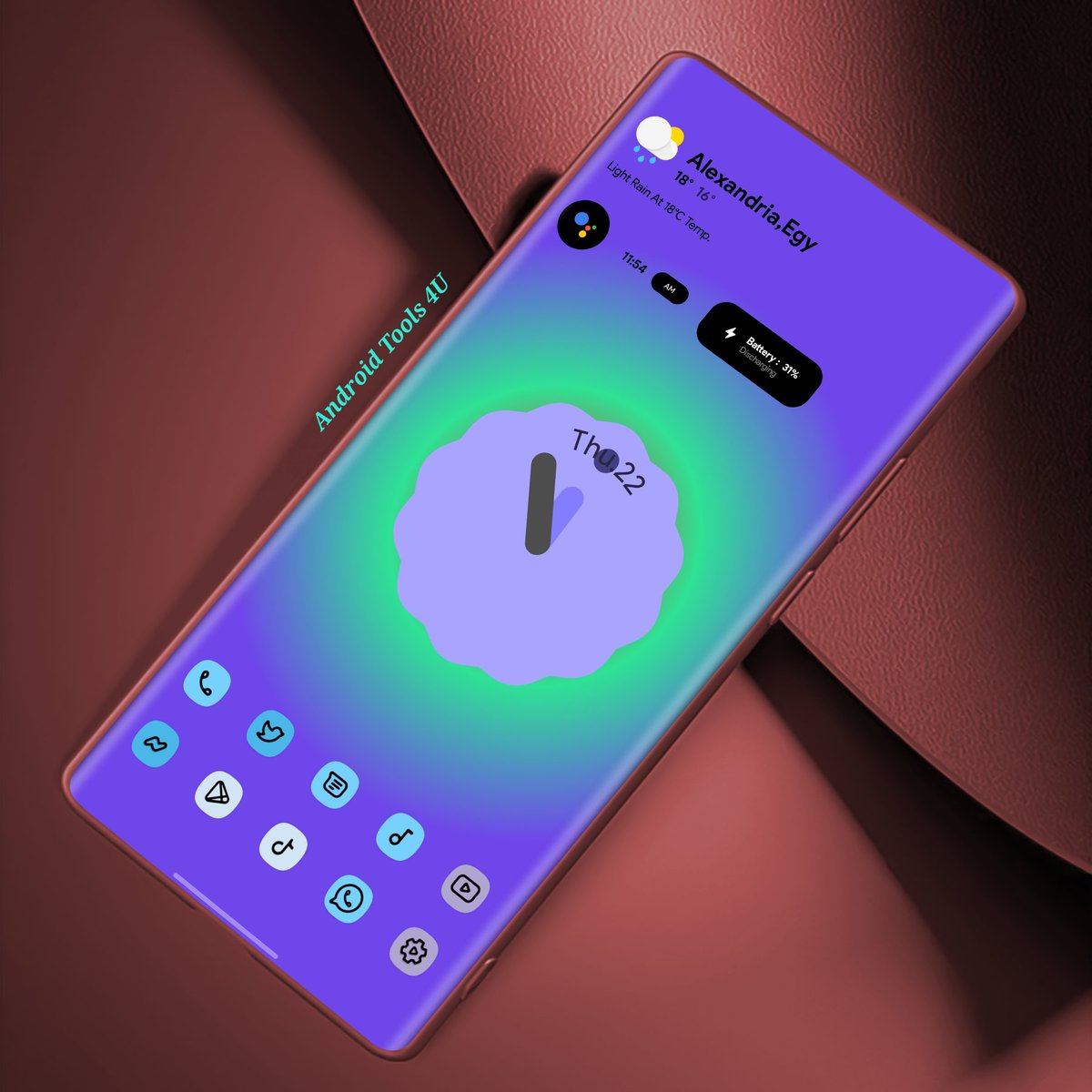 Atools4u's tweet image. Today Homescreen 😉

♦️ Details of setup :

⚡ Widget : Verrone kwgt @theandrofreak

⚡Wallpaper : @Atools4u 

⚡ Icons : pix material you @pashapuma1

⚡Template @andro_idfans

⚠️ please retweet this tweet to know my followers my new account 🙏