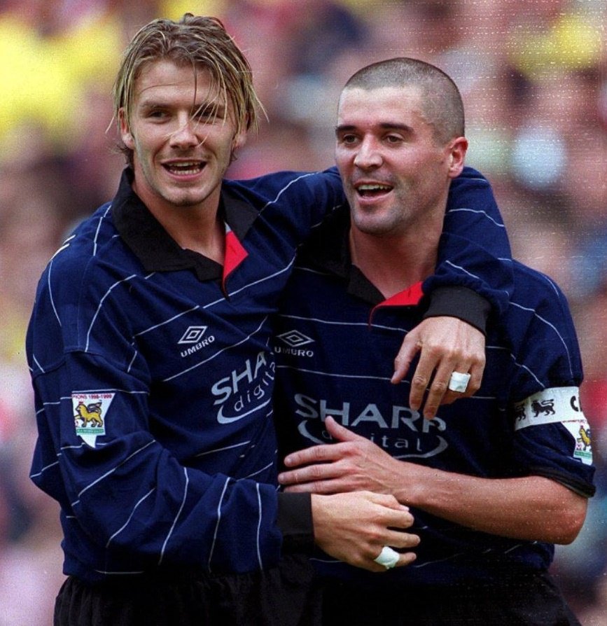 90sfootball's tweet photo. David Beckham and Roy Keane. https://t.co/3wP8oQXvN9