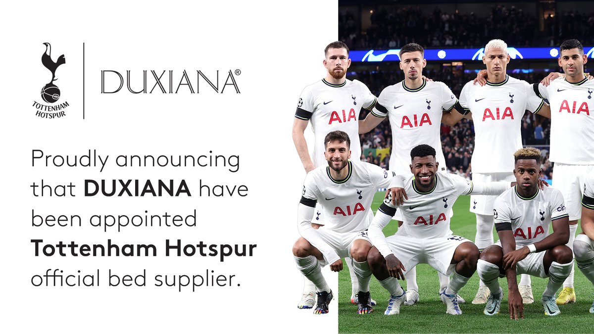 Duxiana_UK's tweet photo. Over the years, we have collaborated with amazing designers, including #BrunoMathsson & world-renowned hotels, such as the Burj Al Arab, Dubai.
And now we have moved into the world of elite sport.
We are proud that @SpursOfficial have put their trust in #DUXIANA & The DUX Bed. https://t.co/YKs9Lxa7rJ