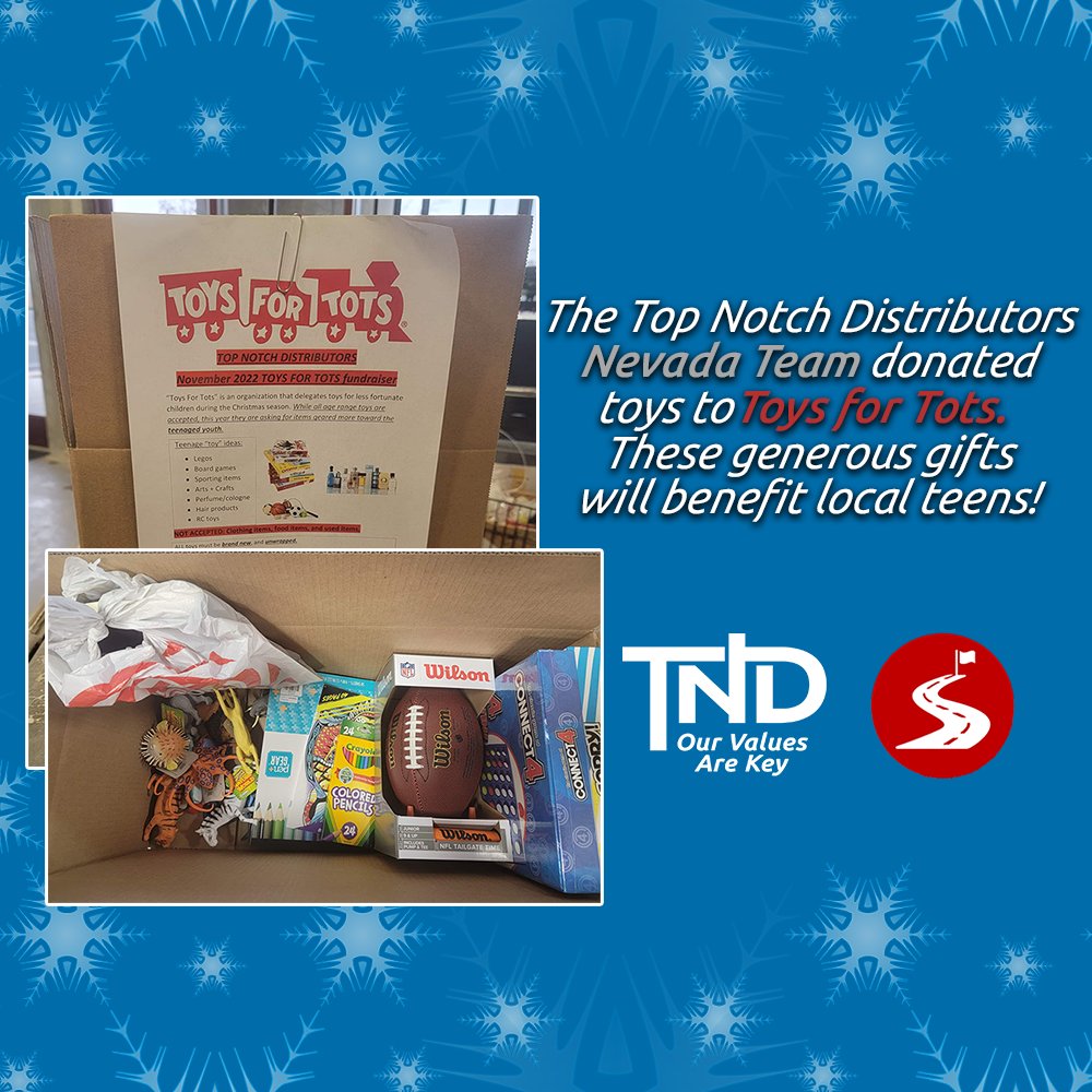 TopNotchDistInc's tweet photo. The Top Notch Distributors team donated gifts to support our local communities this holiday season. We are grateful for the opportunity to support Toys for Tots and the Salvation Army Angel Tree.
#Community #TakeTheLongView #Holidays #Values https://t.co/i4ua1ulP42