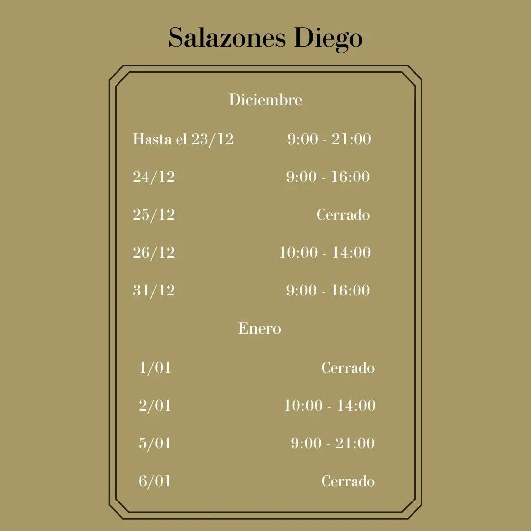Ampliamos horario de apertura en las tiendas Salazones Diego, Salmentum Murcia y Salmentum Elx.🎄🎄
Estos días estamos recibiendo muchas novedades y reponiendo lo que sabemos que os gusta más.🎅🎅