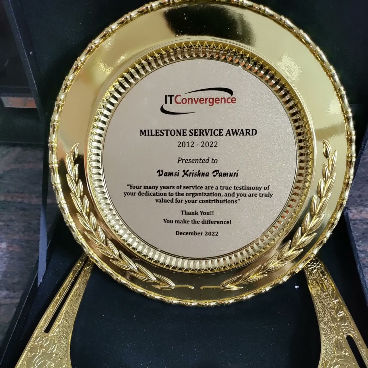 Received a milestone service award from my company #itconvergence Thanks to my family, colleagues and well wishers for your utmost support encouragement throughout this journery 🙏 😀 
#longserviceaward #recognition #work #milestone