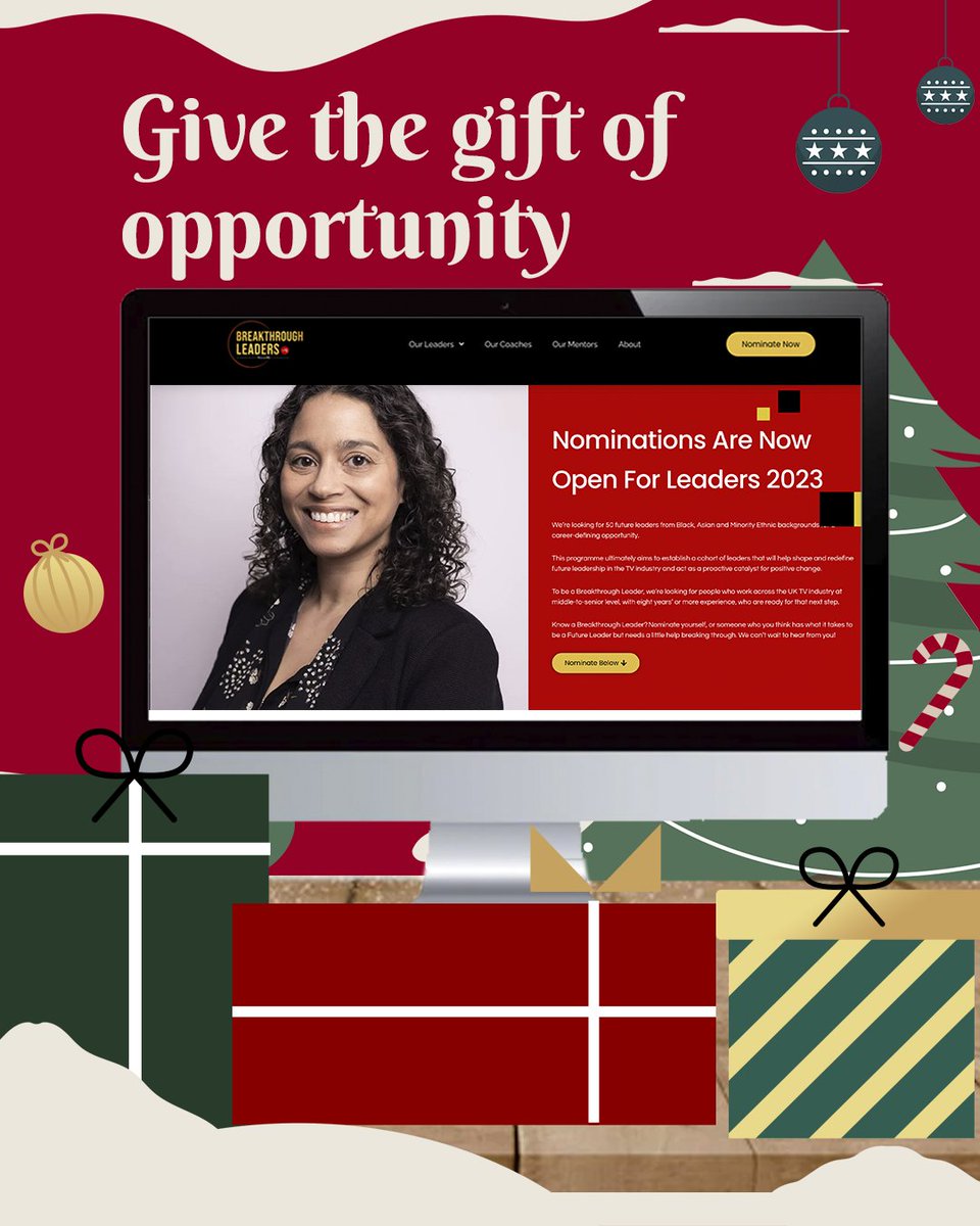 TheTVCollective's tweet photo. This Christmas give someone the gift of opportunity by nominating them to be a #BreakthroughLeader 2023!
Nominate via the link below:
https://t.co/WlDm5T8plj
_
#opportunity #production #producer #film #filmmaking #studio #director #art #filmmaker #creative https://t.co/6UzKunVMZL