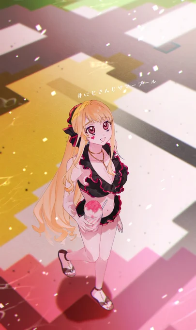 #ルイスのコレクションにじプール可愛い!!セカンド衣装かわいい!!という絵です 