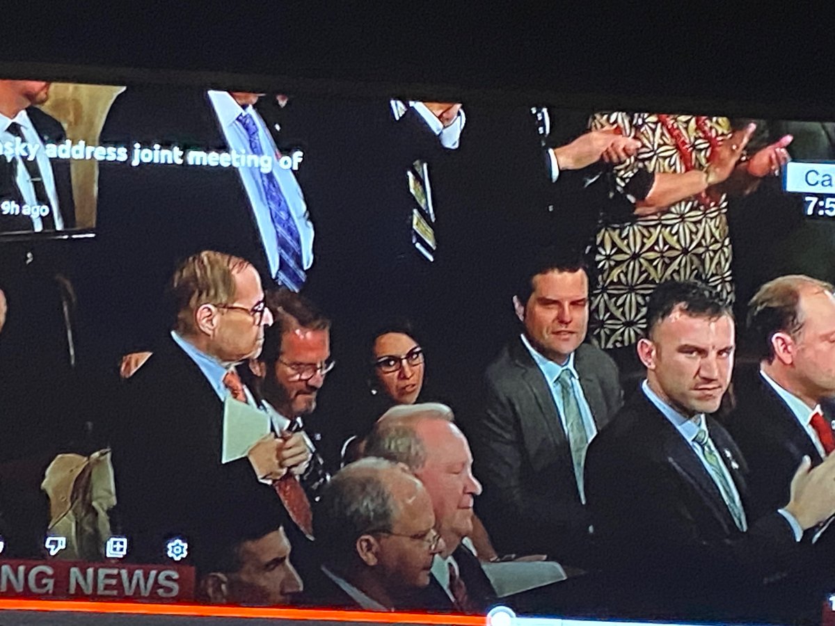 LaurenRBoebert's tweet photo. Hell no, @RepMattGaetz and I didn’t stand up for President #Zelensky! I hope I’ve made my point! https://t.co/CBu0QaNBP7