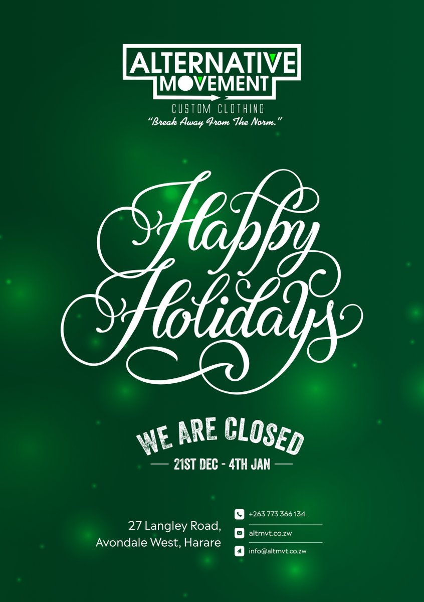 AltMvt's tweet photo. HAPPY HOLIDAYS!

Wishing everyone a joyous festive season and wonderful New Year.

We look forward to working with you again in 2023.

Please note: We’ll be closed for the holidays from the 21st of December 2022 to the 4th of January 2023. https://t.co/zwNJPhQje8