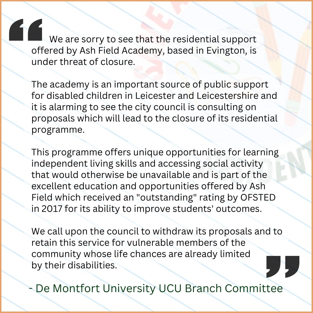 SaveAFResi's tweet photo. Some great trade union solidarity from the branch committee of @UCU_DMU. ✊❤️ #SaveAshFieldResi #AshFieldAcademy https://t.co/COoUp0NwJv