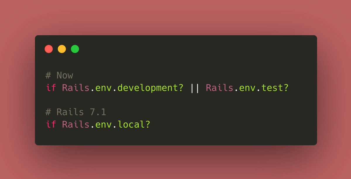 siaw23's tweet photo. Rails 7.1 will combine checks for the development and test environments. 🔥 https://t.co/pMddeOQJTI