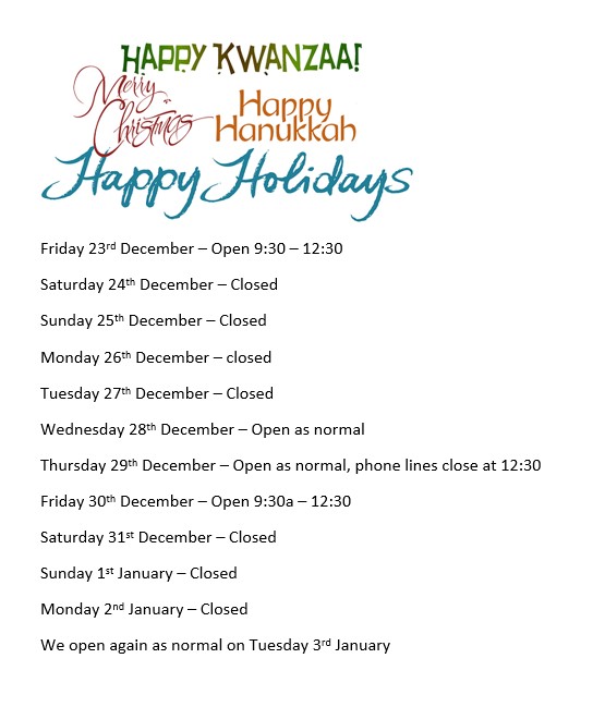 NottsCTH's tweet image. Hope everybody has a happy holiday season! 🍬🍭🏳️‍⚧️🌠🍷🍾🎅 These are our opening times over the next few weeks.