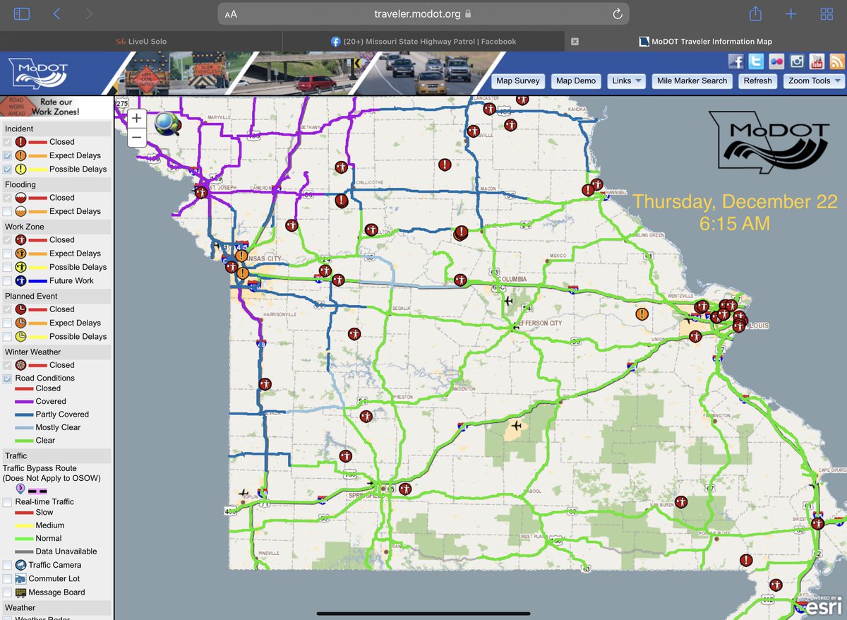 MSHPTrooperGHQ's tweet photo. Snow &amp; wintry precipitation is making its way across MO. Along w/ this storm is blowing snow &amp; dangerous wind chills. 
A𝘃𝗼𝗶𝗱 𝗻𝗼𝗻-𝗲𝘀𝘀𝗲𝗻𝘁𝗶𝗮𝗹 𝘁𝗿𝗮𝘃𝗲𝗹. If you must drive: Slow Down. Use Extra Caution. Increase Following Distances.
>>  https://t.co/bS404YIXF5 https://t.co/GQdSNawiBc