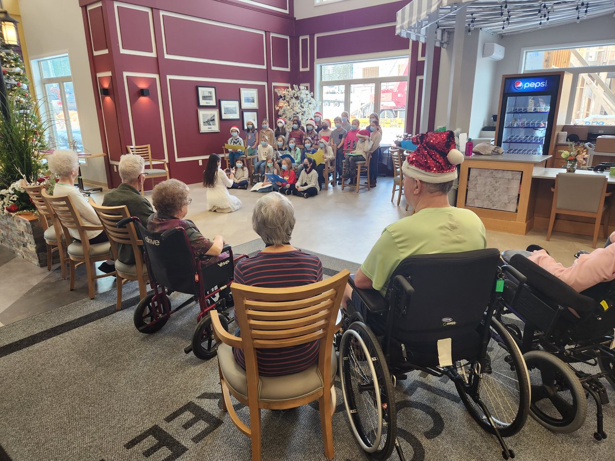 Garden Creek grades 3-5 choir did a lovely job performing their Christmas songs for the residents at the Shannex Neill Hall Home on Dec 21st. They colored Christmas cards and paper ornaments to add to the wall display at the home, and also passed out the cards to the residents.