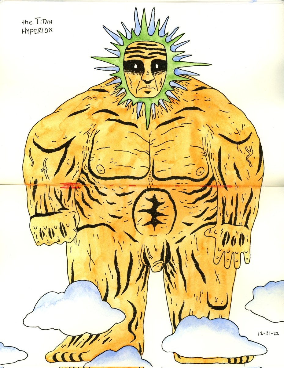 MattKish9's tweet photo. The darkest day of the year is over, let the unconquered sun return. A drawing of the solar Titan Hyperion. https://t.co/t9oDK2daN4