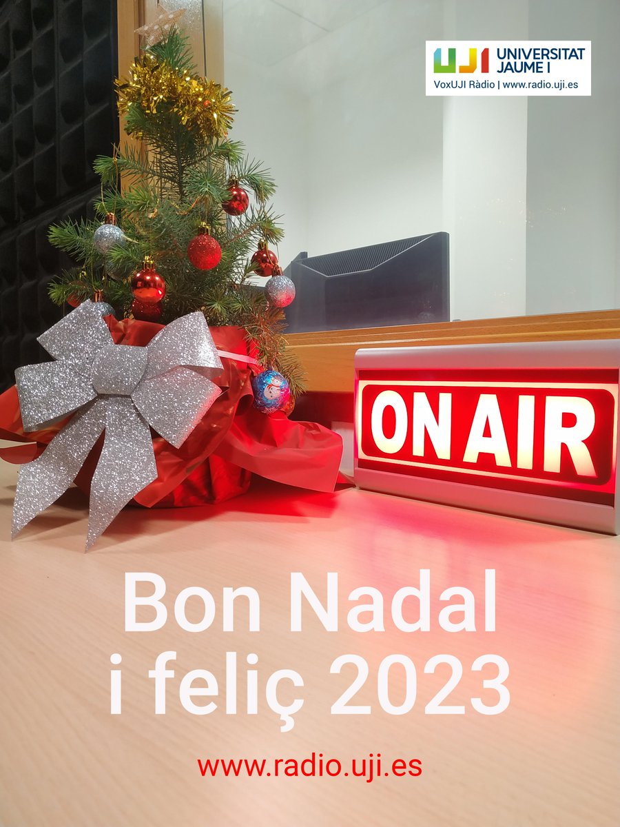L'equip de Vox UJI Ràdio us desitja Bones Festes i un 2023 ple de bones notícies i felicitat. 
Gràcies per la vostra col.laboració.
--
El equipo de Vox UJI Ràdio os desea unas Felices Fiestas y un 2023 lleno de buenas noticias y felicidad.
Gracias por vuestra colaboración.