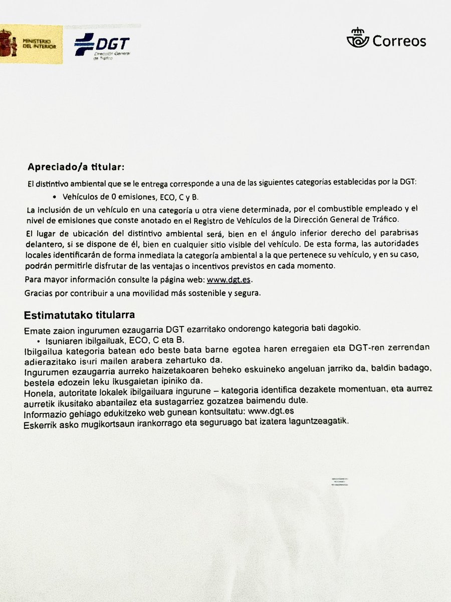 heidiotaduy's tweet photo. @dgtes y @correos: quería comentaros que hasta Google os puede echar una mano con la traducción, que no lo hará bien, pero lo hace mejor que el sistema que hayáis utilizado. #DistintivoAmbiental https://t.co/QL2gxDlyW9