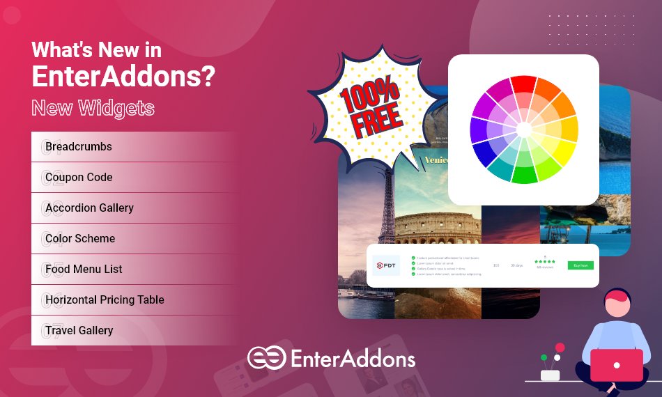 ThemeLooks's tweet photo. What's New in #EnterAddons?
New Widgets:
- Breadcrumbs
- Coupon Code
- Accordion Gallery
- Color Scheme
- Food Menu List
- Horizontal Pricing Table
- Travel Gallery
https://t.co/ClLQ0lqwdZ
#wordpress #wordpressplugin #elementor #elementorpro #elementoraddons https://t.co/XZanrGHKK1