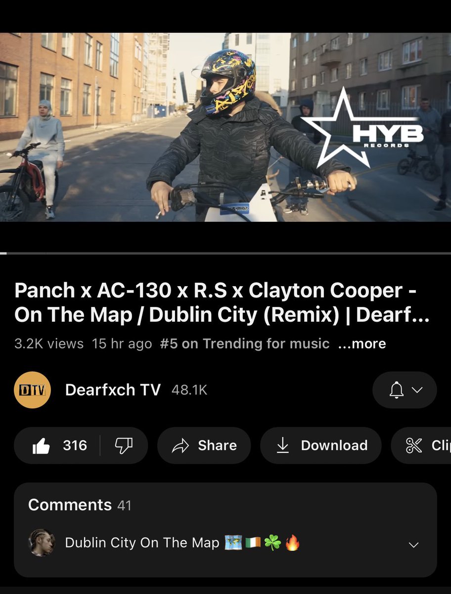 RS_0ffixial's tweet photo. On The Map Remix is Trending No.5 on YouTube, let’s push it to No.1 🏍💨 #geton #irishrap 

https://t.co/Q925QzbBqf https://t.co/hSq33CwXgc