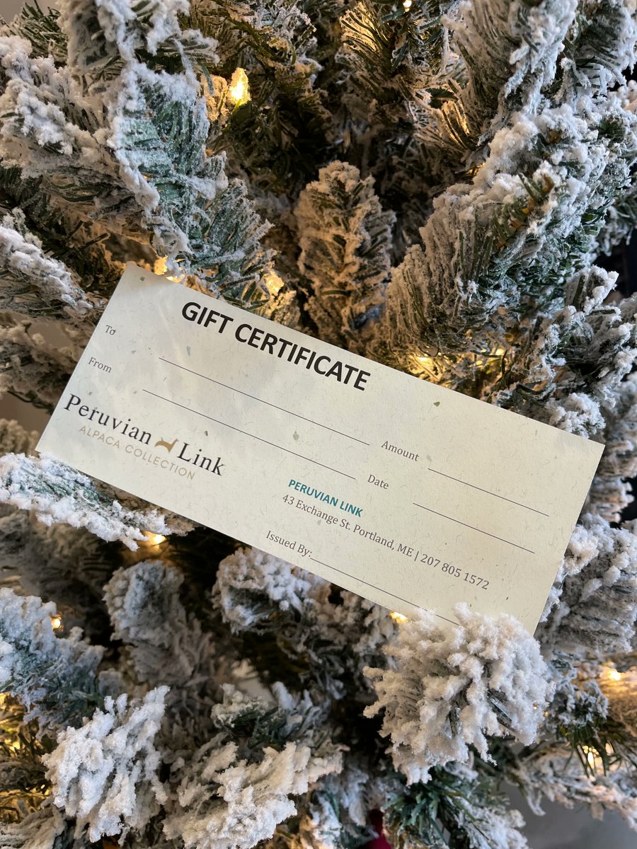 peruvianlink's tweet photo. The gift that fits everyone on your list.......a Peruvian Link Gift Certificate! Stop into one of our two locations in Portland, ME and Amherst, ME  to make your purchase!
.
#peruvianlink #madeinperu #smallbusiness #shopsmall #alpaca #alpacas #giftsforall #giftcertificate #time https://t.co/CteEtrk68y