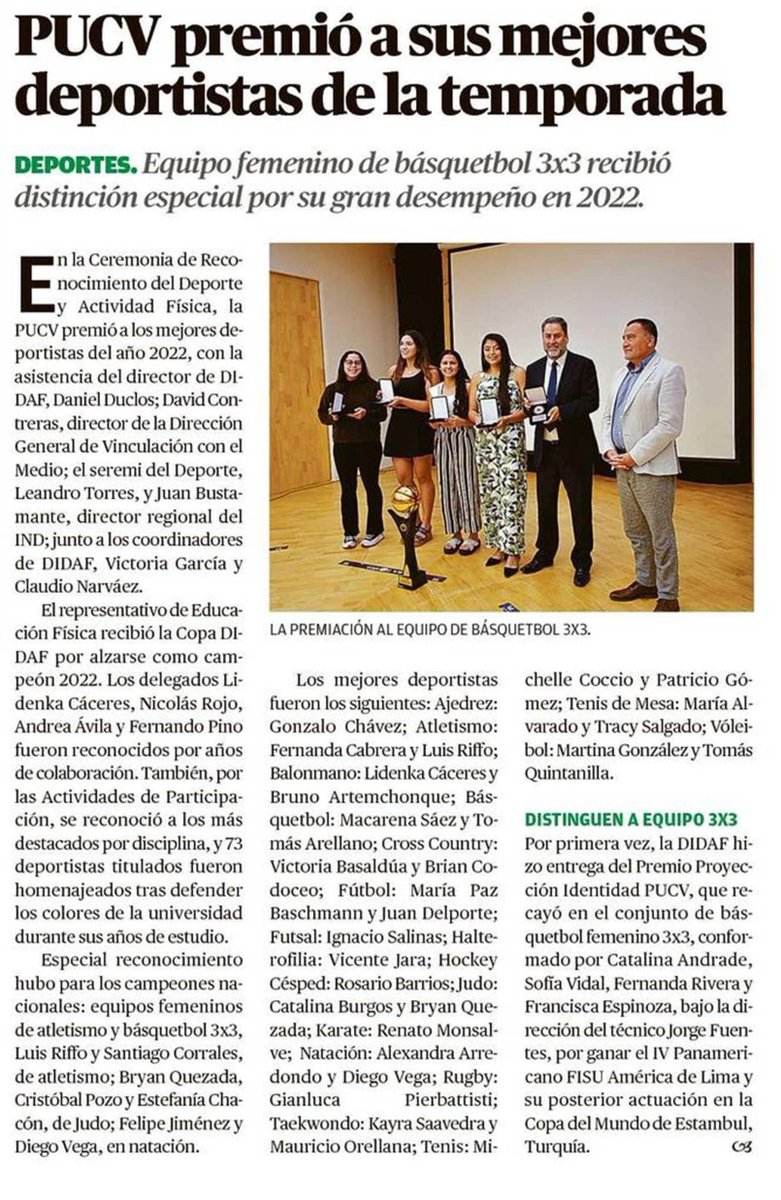pucv_cl's tweet photo. #PrensaPUCV🗞️ Nuestra Universidad entregó reconocimientos a los mejores deportistas del año 2022 @deportespucv.

Noticia publicada en @mercuriovalpo. https://t.co/bX2qhQ7xz5