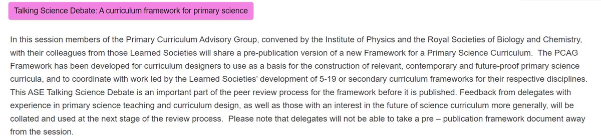 Come along to our session ‘Talking Science Debate: a curriculum framework for primary science’ <a href="/theASE/">The ASE</a> national conference with <a href="/LynneBianchi/">Prof Lynne Bianchi</a> <a href="/PsqmTurner/">Jane Turner</a> <a href="/pstt_whyhow/">Primary Science Teaching Trust</a> + Liz Lawrence <a href="/royalsocbio/">Royal Society of Biology</a> <a href="/RoySocChem/">Royal Society of Chemistry</a> <a href="/iopteaching/">IOP support for teaching physics</a> – Fri Jan 6th 15.30 2023aseannualconferenceshu.sched.com/event/13eEX/ta…