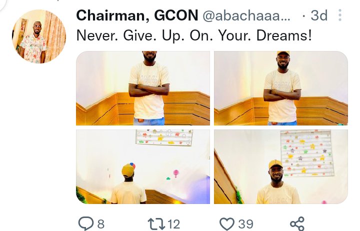 markstan_p's tweet photo. @abachaaaaaa @Topboychriss Nah you Don dey tell people now make them give up. Awon Motivational speaker🙄 https://t.co/bBGkT3NyRo