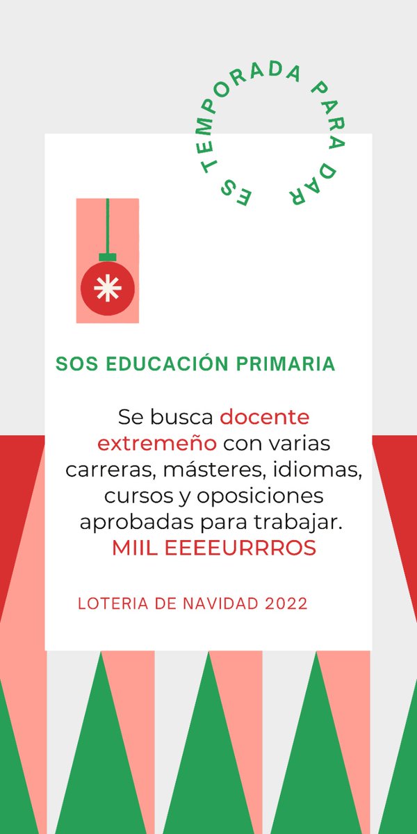 Una buena lotería sería NO a los recortes en Educación.
#EducaciónPúblicaDeCalidad
#Noal2x1
#cadadocenteasuespecialidad
#BajadaDeRatioYa
#165diasparaverano
#23HorasLectivas
 #adaptar33RD15942011 
@gfvara <a href="/famayaf/">FranAmaya</a> @martinezseijo @junta_ex @xprimaria038 <a href="/primariaresiste/">Primaria Existe Madrid</a>