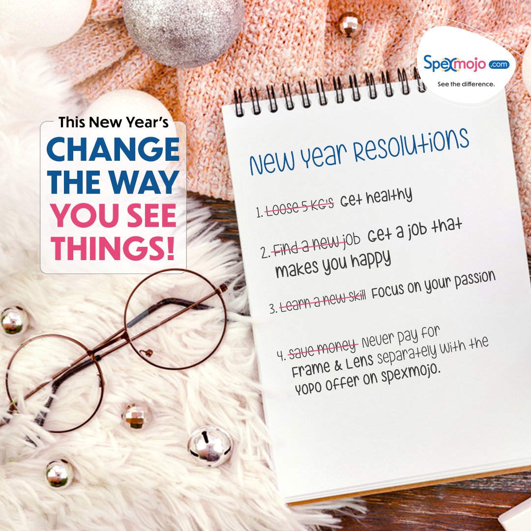 spexmojo's tweet photo. We all make unrealistic resolutions every year that we fail to follow. But here we are making your New Year happier. 
Happy New Year from the #Spexmojo family to you and yours!

#NewYear2023 #YOPOOffer #PayForOne #NewYearResolution https://t.co/zlJQyRH5vQ