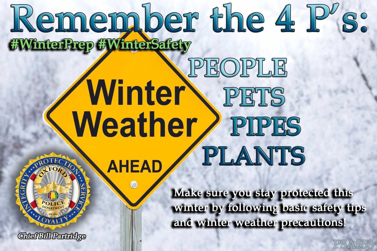 ChiefBPartridge's tweet photo. Extreme cold weather will be hitting our area. Please check on the elderly during this time. If you know of someone who needs to be checked on that has no one, please call us. #oxfordpd https://t.co/iSOdNQNHf7
