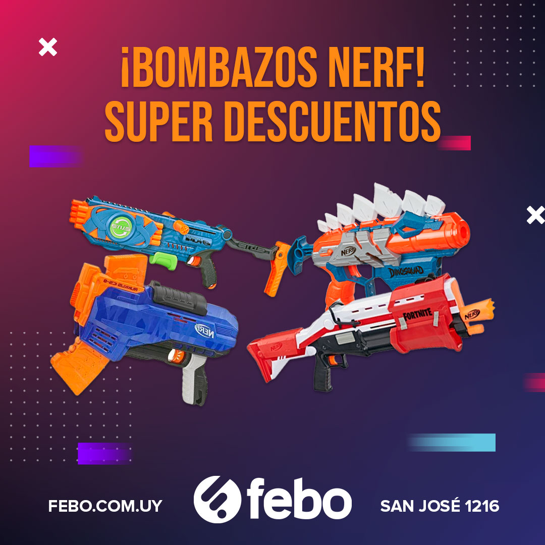 FEBOUY's tweet photo. Increíbles descuentos en todos nuestros productos Nerf te están esperando!! Las mejores opciones de regalos para estas fiestas las podes encontrar en Febo. Deslizá para conocer las mejores opciones que tenemos disponibles!! ¿Cuál es tu favorita? 🙌🏻🎁 https://t.co/Ixj3XM1aL3