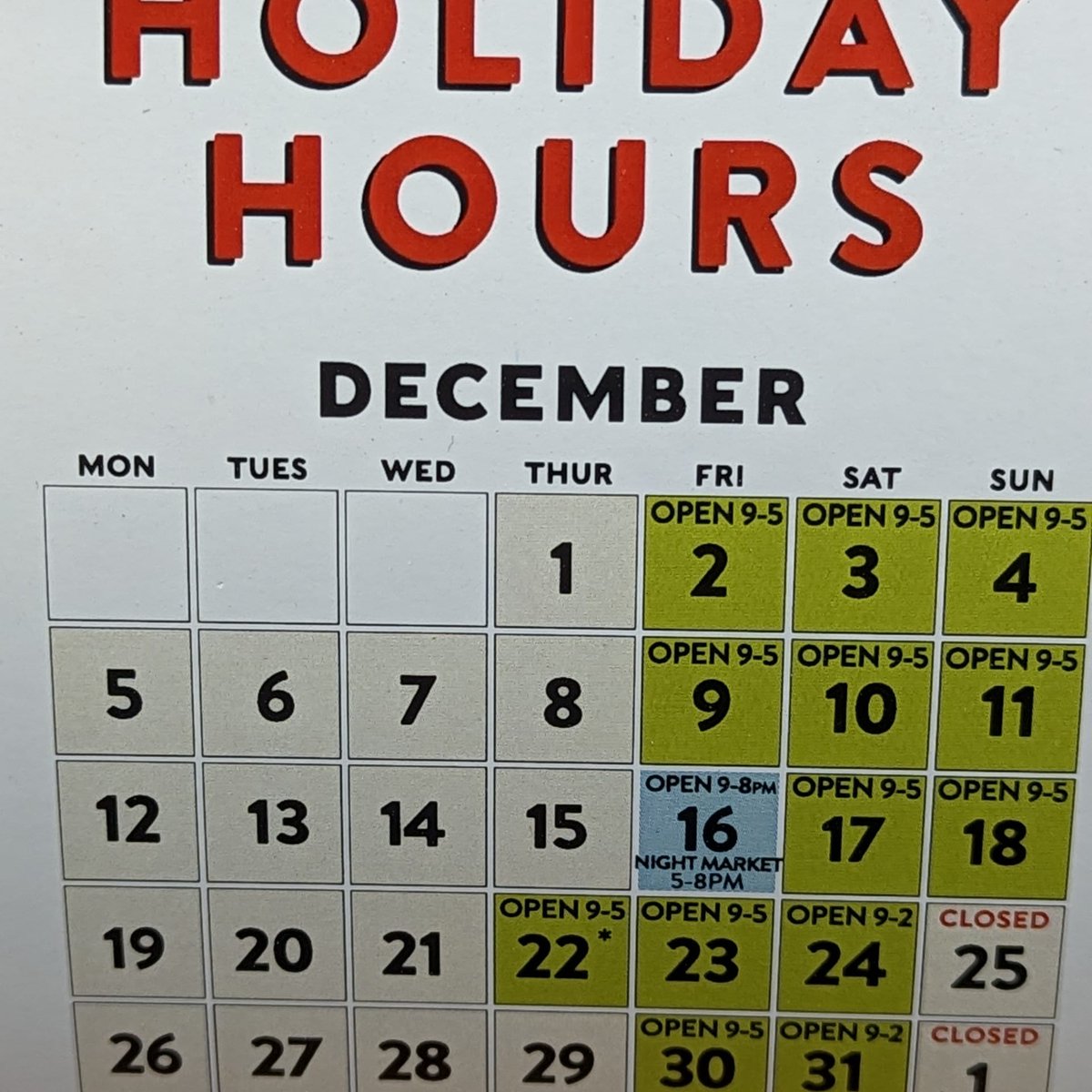 Open today, Thursday, December 22nd,9-5 for all your quality tea &amp; herbal needs. See you there!