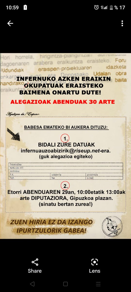 ADI!!

Berriz ere Gipuzkoako Foru Aldundiak, enpresa pribatuekin batera, kalean utziko ditu hamaika pertsona Donostian. 60 bat pertsona kale gorrian utzi ondoren, oraingoan okupatuak dauden azken blokeak hustu eta bota nahi dituzte. 

EMAN ZUEN BABESA BI MODU HAUETAN: