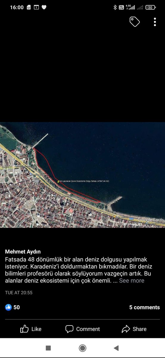 arathrim's tweet photo. Denizi doldurmaktan vazgeçin..!

Fatsada 48 dönümlük bir alan deniz dolgusu yapılmak isteniyor. Karadeniz’i doldurmaktan bıkmadılar. Bir deniz bilimleri profesörü olarak söylüyorum vazgeçin artık. Bu alanlar deniz ekosistemi için çok önemli. https://t.co/lR6JUpjI9f