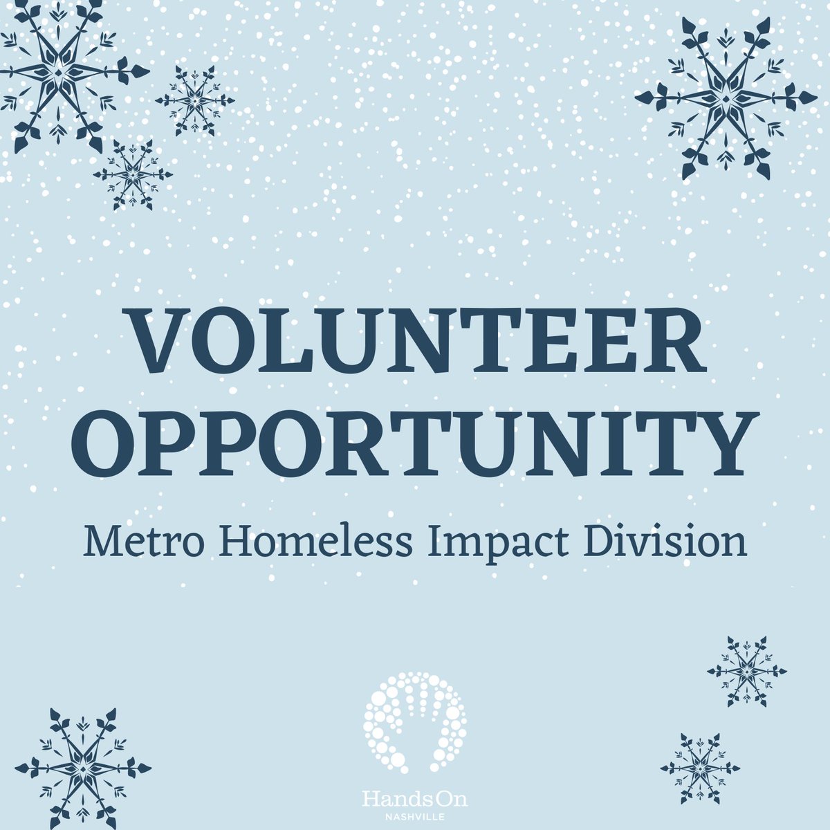 Supervised by Metro staff, the Homeless Impact Division is looking for volunteers to assist w/ helping the unhoused navigate bus routes to the nearest Extreme Weather Overflow Shelter.
Learn more: hon.org/opportunity/a0…

<a href="/NashvilleEOC/">Nashville EOC/OEM</a> <a href="/OpenTableNash/">Open Table Nashville</a> <a href="/roomintheinn/">Room In The Inn</a> <a href="/NashvilleMSS/">Metro Nashville Social Services</a>
