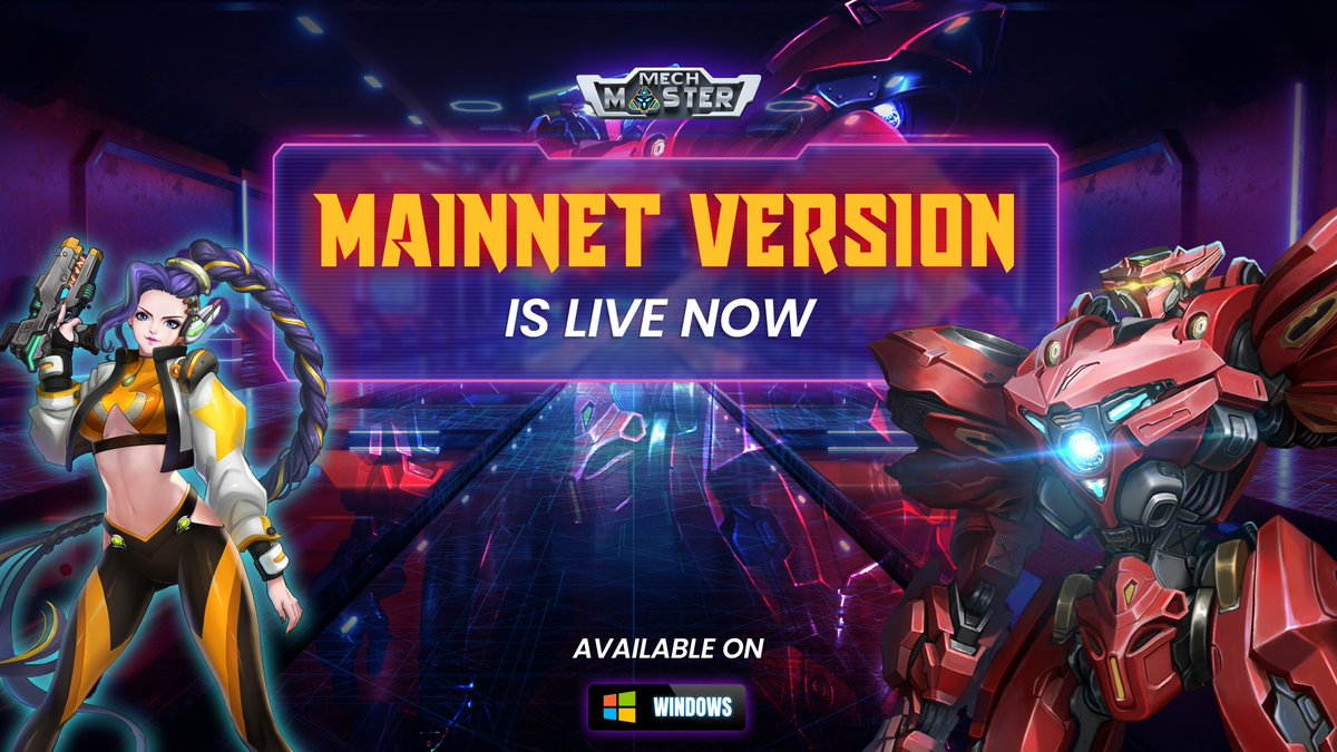 💥 MECH MASTER MAINNET IS LAUNCHING OFFICIALLY! 💥
🌟To all Melchers around the world,

🎉🎊We are delighted to share that our Mainnet is now LIVE!!🔥

📌Download the game here: shorturl.at/kvxOU
Read more at: t.me/MechMaster_ANN…

 $MECH #GameFi #NFT